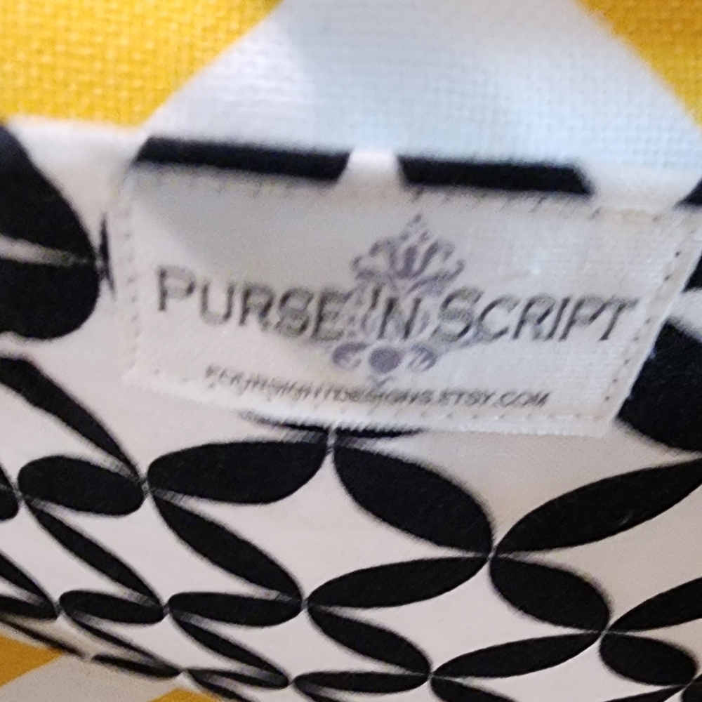 Chic Black and White Striped Tote with Yellow Highlights - Picture 2 of 6